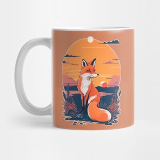 Sunset Fox: Graceful Wildlife Beneath the Setting Sun Mug